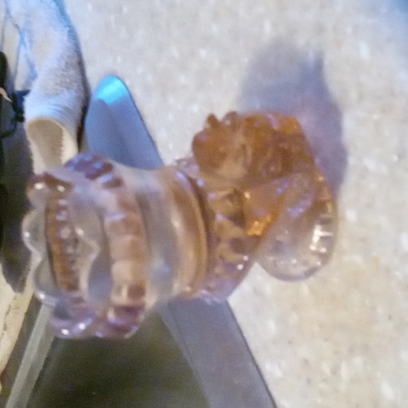 Vintage  Fenton glass purple bowl and one carnival glass bird orange - Picture 2 of 4